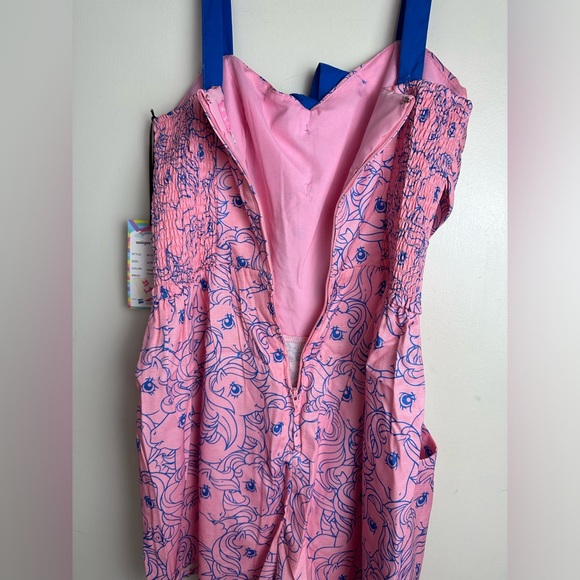 Unique Vintage X My Little Ponies Pink & Blue Bow Front Pinup Romper NWT M-L? - Picture 8 of 15
